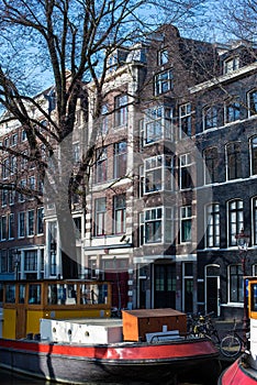 City canal houses in Amsterdam