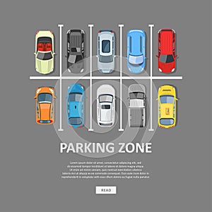 City car parking vector illustration in flat style