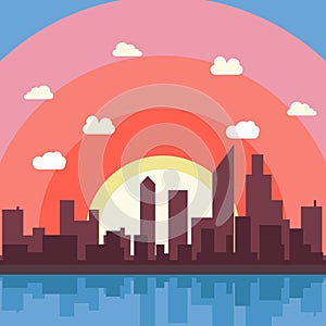 City cartoon vector background illustration view wallpaper