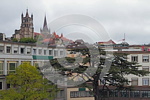 City and cathedral. Lausanne, Switzerland