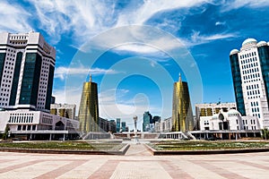 City center of Astana Nur-Sultan capital of Kazakhstan with Bayterek tower in the middle