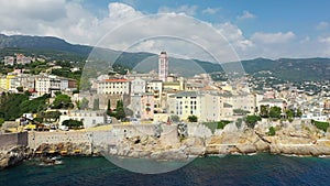 The city center of Bastia above the rocks
