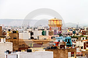 City center of Jaipur, India. Aerial during a hot day in summer