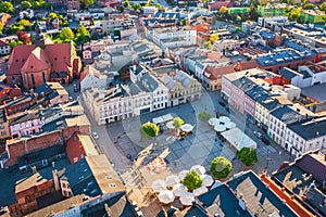 City center of Koscierzyna city with old town square, Pomerania. Poland photo