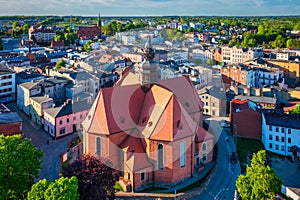 City center of Koscierzyna city with old town square, Pomerania. Poland photo
