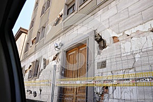 city center of L& x27;Aquila in Abruzzo under renovation after the 2009 earthquake photo