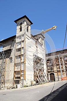 city center of L& x27;Aquila in Abruzzo under renovation after the 2009 earthquake photo