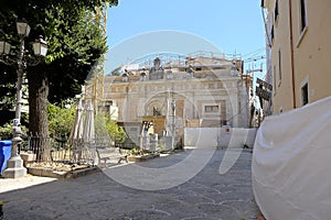 city center of L& x27;Aquila in Abruzzo under renovation after the 2009 earthquake photo