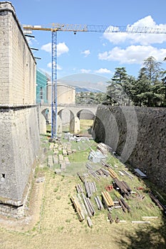 city center of L& x27;Aquila in Abruzzo under renovation after the 2009 earthquake photo