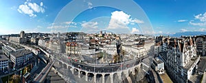 City center of Lausanne from above