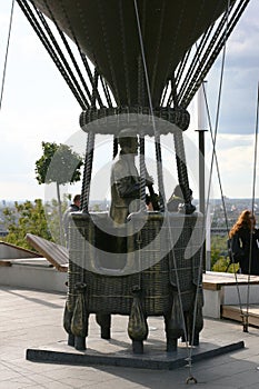 City center.Monument to balloonists. Monument to Jules Verne, balloon in Nizhny Novgorod