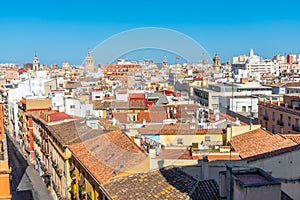 City center of Valencia viewed from Torres de Quart, Spain