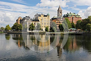 City centre and Motala river. Norrkoping. Sweden