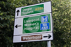 City centre road signs Liverpool July 2020 photo
