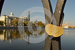 The city centre of Yekaterinburg. A view of the river and buildings.