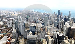 City Of Chicago Skyline Aerial View, from Above