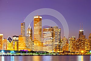 City of Chicago USA, sunset colorful panorama skyline