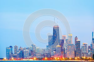 City of Chicago USA, sunset colorful panorama skyline