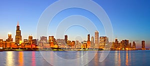 City of Chicago USA, sunset colorful panorama skyline