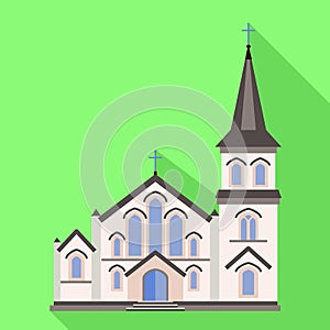 City church temple icon, flat style