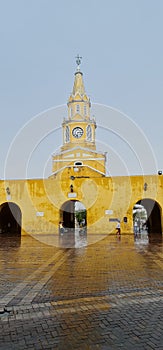 city clock acient oldtown historic cartagena colonial