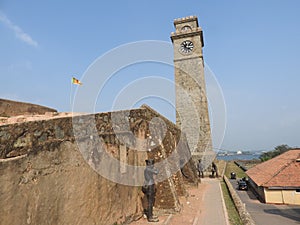 City clock tower in the town of Galle in Sri Lanka. Galle - the largest city and port in the south of Sri Lanka, the capital of