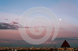 A City Cloudscape with Moon