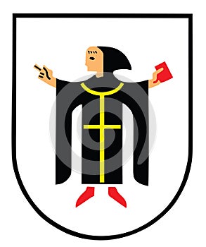 City coat of arms of Munich, Germany. Emblem or national symbol of Munich town.