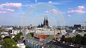 City of Cologne Germany from above with its famous cathedral