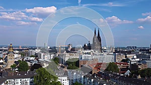 City of Cologne Germany from above with its famous cathedral