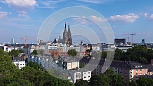 City of Cologne Germany from above with its famous cathedral