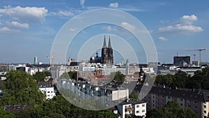 City of Cologne Germany from above with its famous cathedral