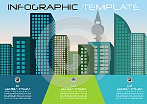 City colorful infographics options template vector in blue and g