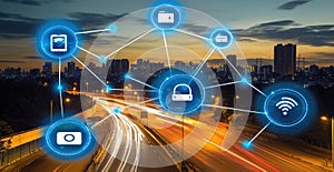 Smart City Network at Night