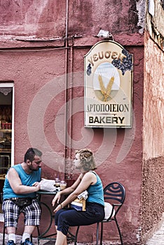 Bakery cafe in the old Town of Corfu Greece