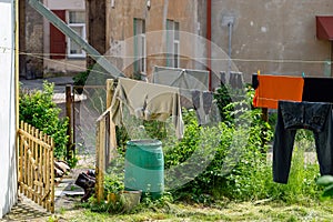 City courtyard view with laundry