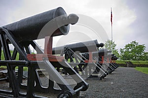 City defense canons placed at the castle in Bergen, Norway