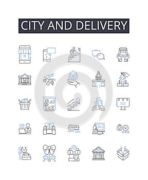 City and delivery line icons collection. Minimalism, Streamlined, Straightforward, Efficiency, Clarity, Unfussy