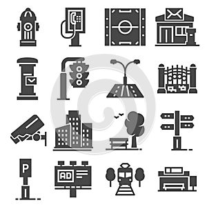City design elements icons set. Vector illustration