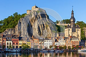 City of Dinant with it's Notre Dame and Citadel, Ardennes, Belgium