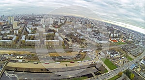 City district with housing complex and roads view