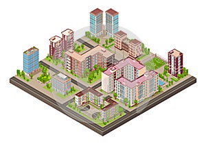 City District Isometric Composition