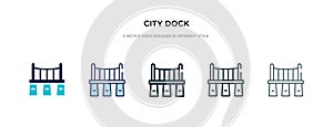 City dock icon in different style vector illustration. two colored and black city dock vector icons designed in filled, outline,