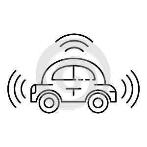 City driverless car icon, outline style