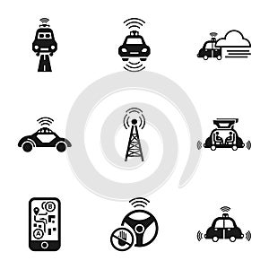 City driverless car icon set, simple style