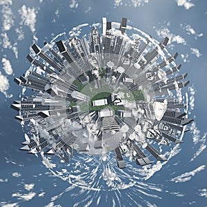 City Earth with Clouds