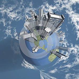 City Earth with Clouds