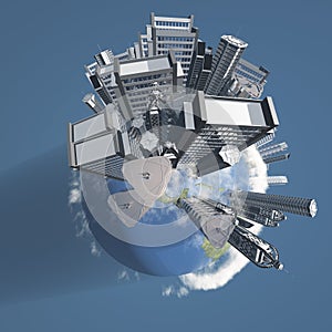 City Earth with Clouds