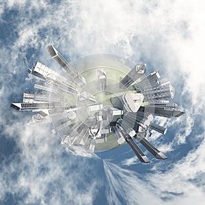 City Earth with Clouds