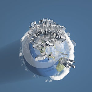 City Earth with Clouds